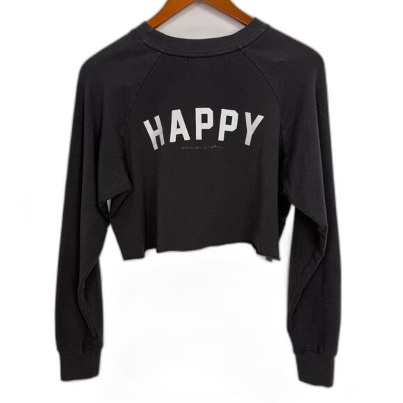Spiritual Gangster “HAPPY” Cropped Sweatshirt – Rainbow Heart Logo - Picture 4 of 9
